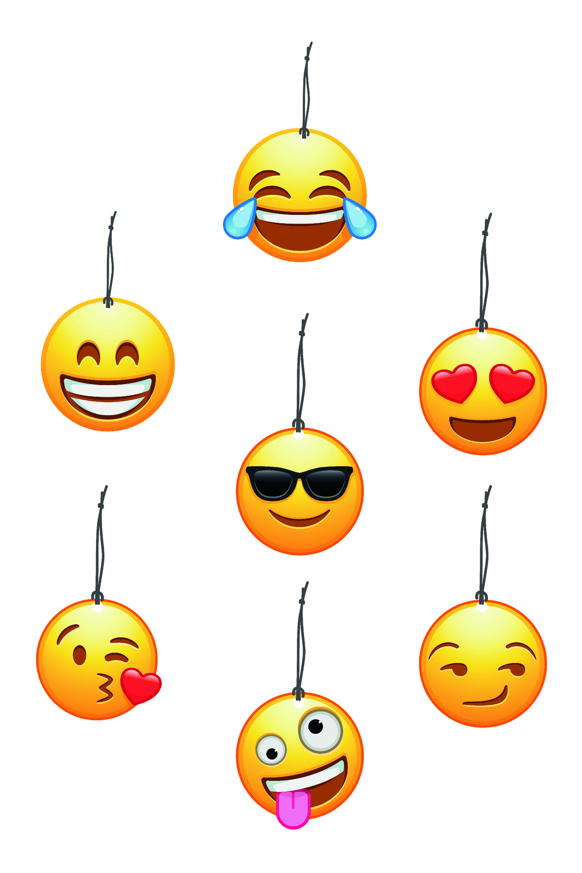 7li Emoji Serisi Görselli Oto Kokusu Dikiz Ayna Süsü Torpido Ve O