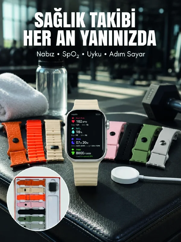7'li Kordon Setli Akıllı Saat Bluetooth Görüşme Bildirim Destekli Çok Fonksiyonlu Smart Watch Fiyatı, Yorumları ve Özellikleri