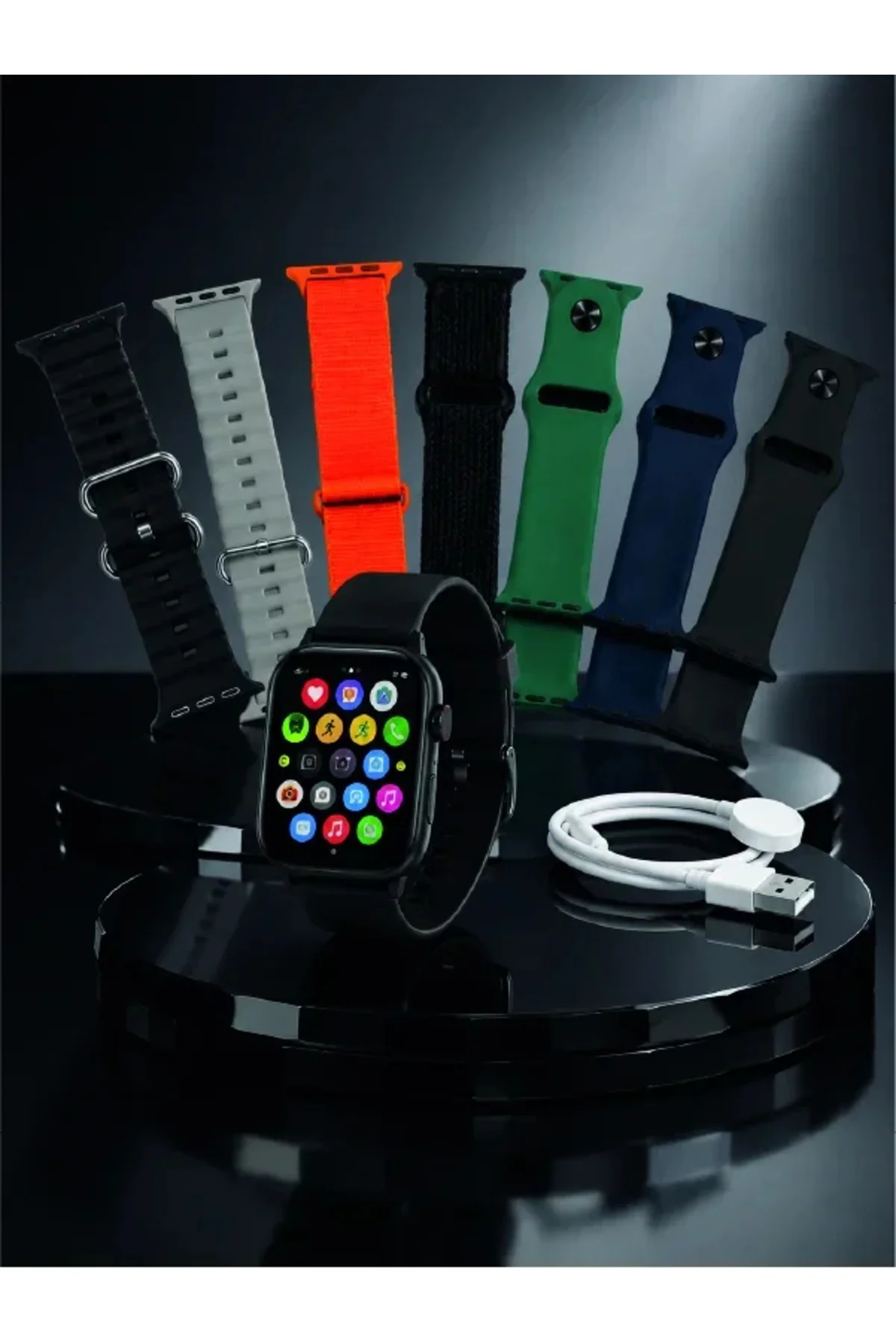 7'li Kordon Setli Akıllı Saat Bluetooth Görüşme Bildirim Destekli Çok Fonksiyonlu Smart Watch 7'li Kordon Setli Akıllı Saat Bluetooth Görüşme Bildirim Destekli Çok Fonksiyonlu Smart Watch
