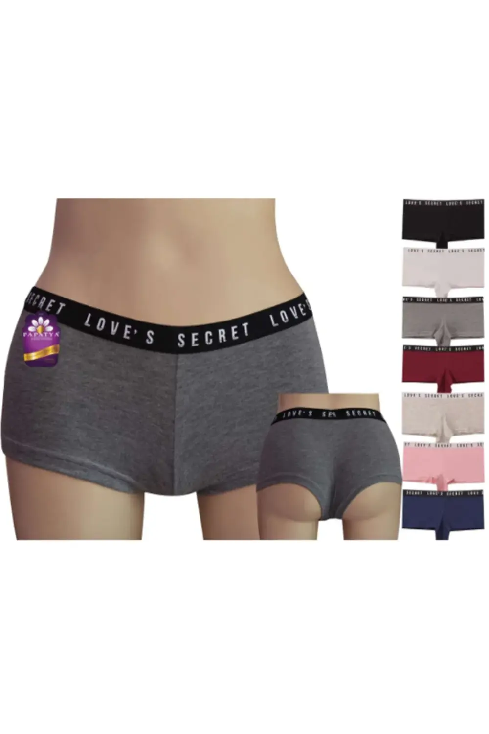 7'Lİ PAKET LASTİK KISMI YAZILI PAMUK SORT KÜLOT