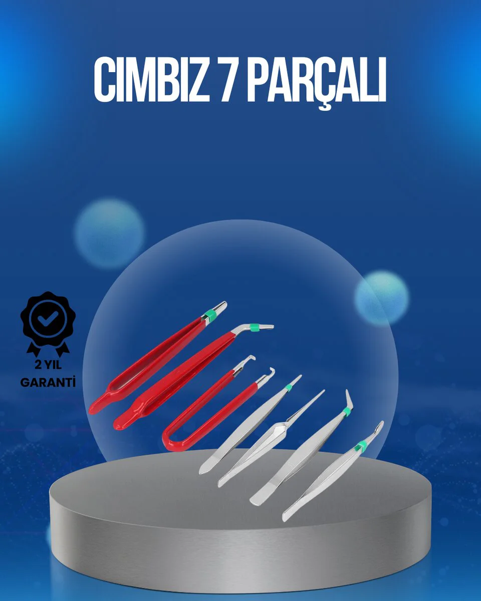 7’li Paslanmaz Çelik Cımbız Seti - Antistatik ESD Elektronik ve Saat Tamiri Aracı
