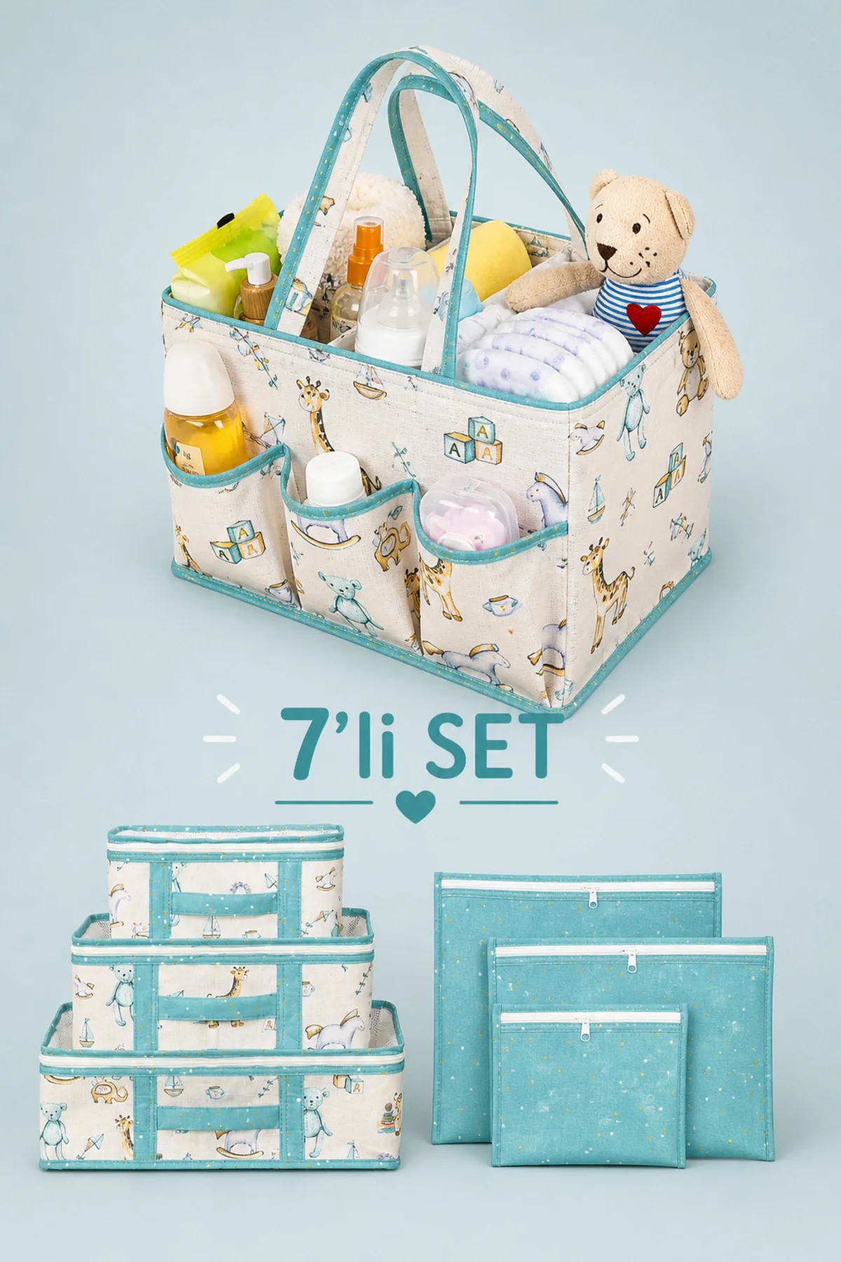 7'li Yenidoğan Hastane Çıkış Organizer Set - Bölmeli Bebek Bakım 