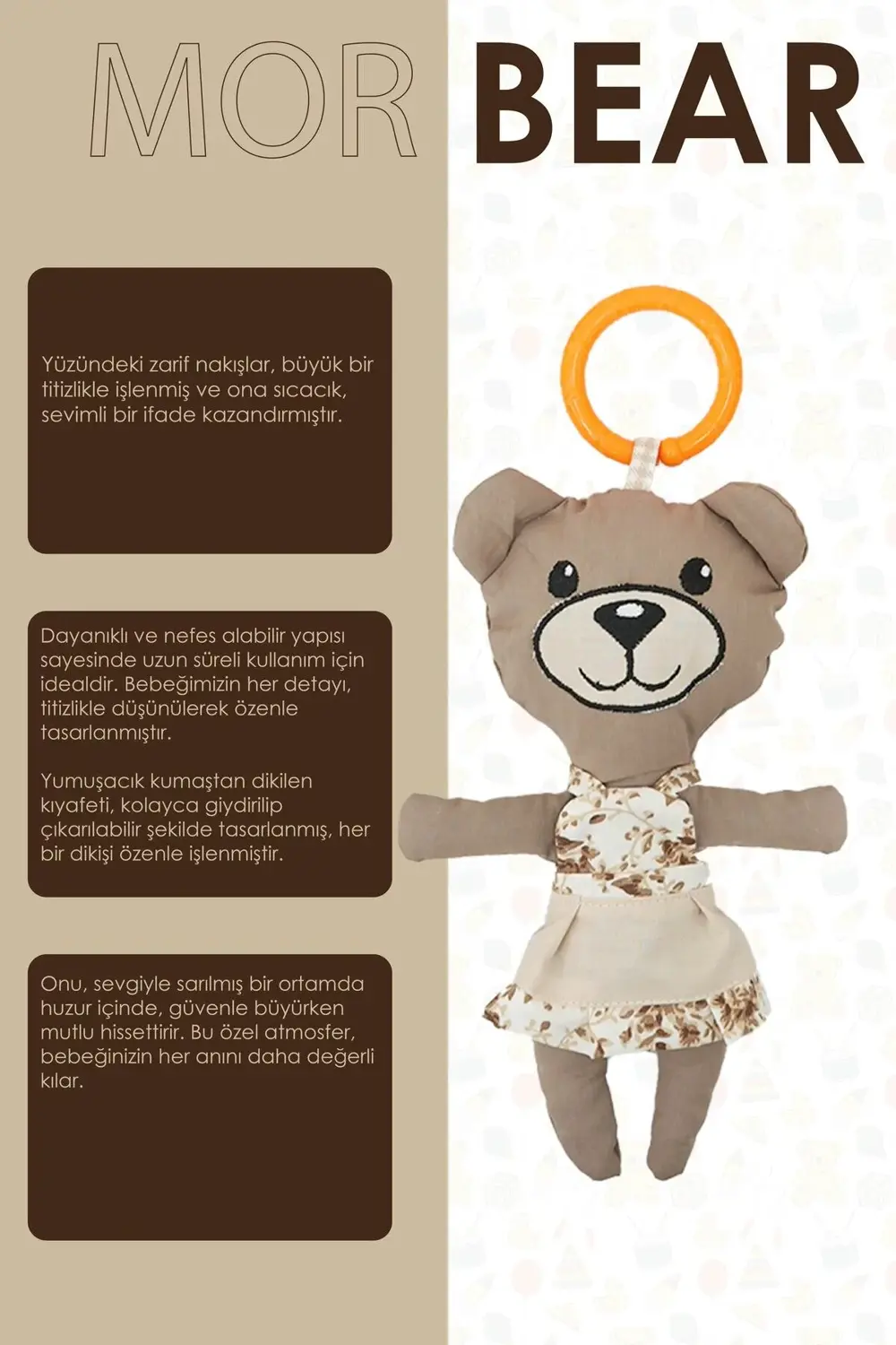 Mordesign 7'Li Yenidoğan Oyuncak Seti,Hışırtılı,Vikvikli Asılı Oyuncak,Seya