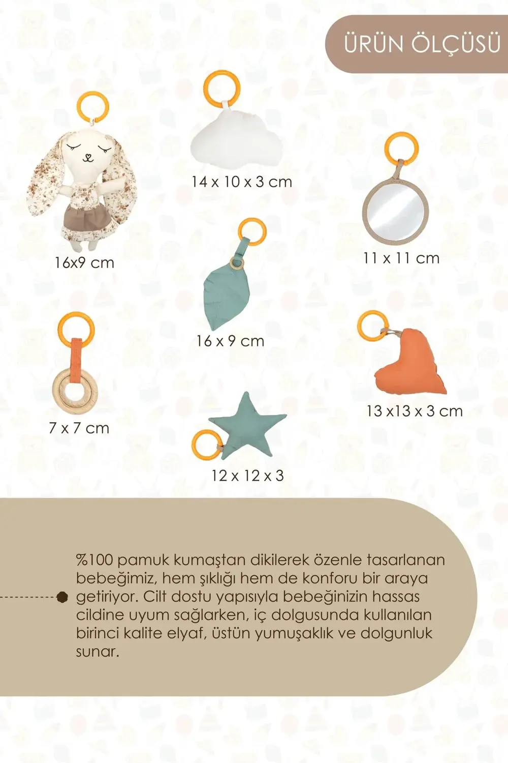 7'li Yenidoğan Oyuncak Seti,Hışırtılı,Vikvikli Asılı Oyuncak,Puse