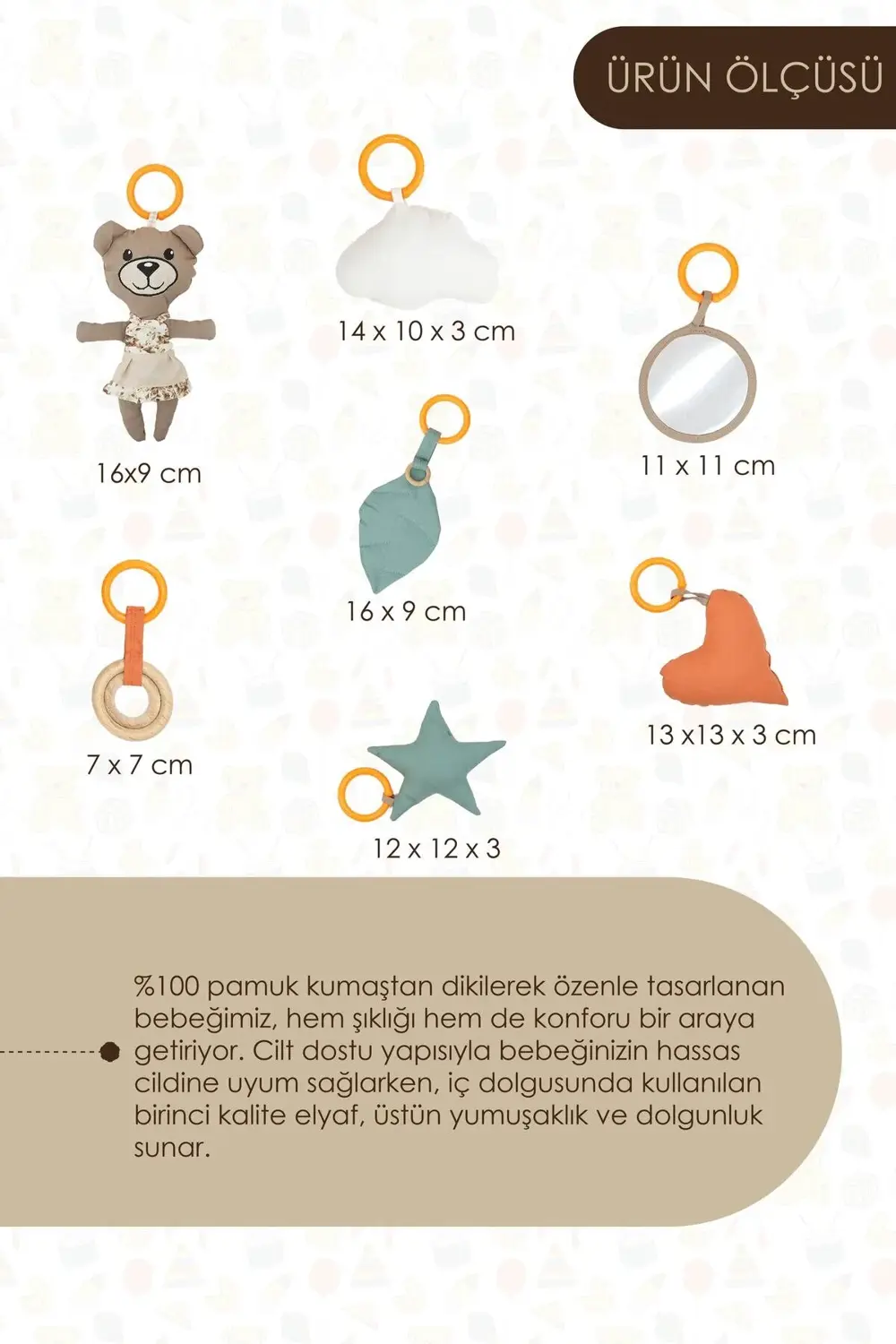 Mordesign 7'Li Yenidoğan Oyuncak Seti,Hışırtılı,Vikvikli Asılı Oyuncak,Seya