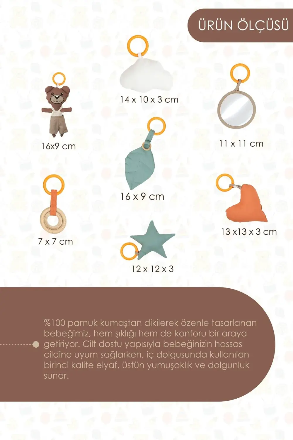 Mordesign 7'Li Yenidoğan Oyuncak Seti,Hışırtılı,Vikvikli Asılı Oyuncak,Seya