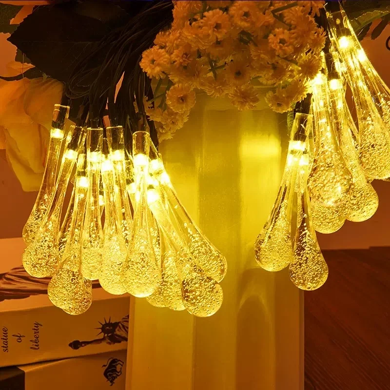 7m 50 Led Damla 8 Fonksiyonlu Solar Panelli-gün Işığı