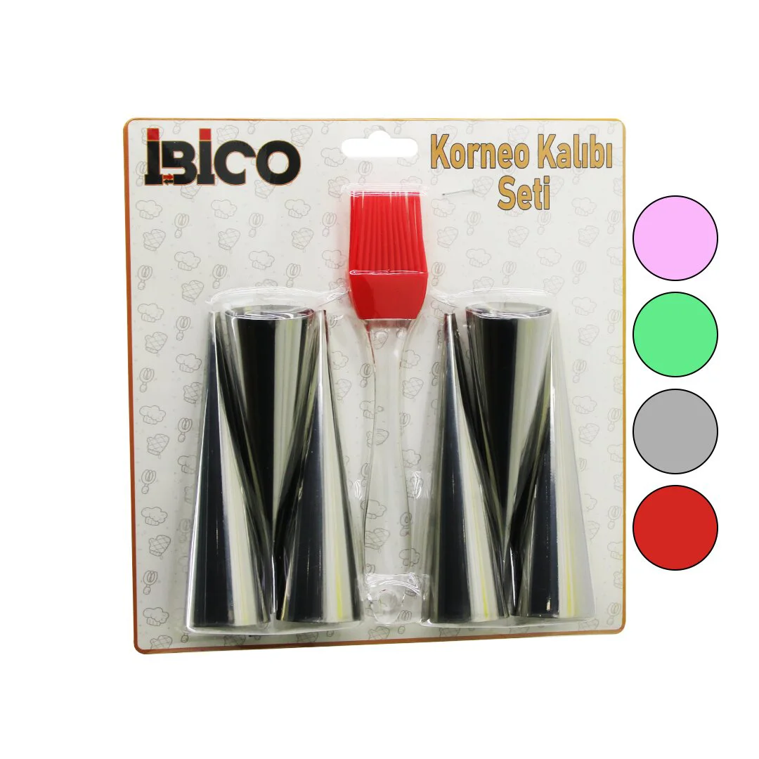 7PCS 6-KORNEO Kalıp - 1-SİLİKON Fırça Pasta Dekorasyon Seti ÇAP:3.4CM X UZUNLUK:12CM