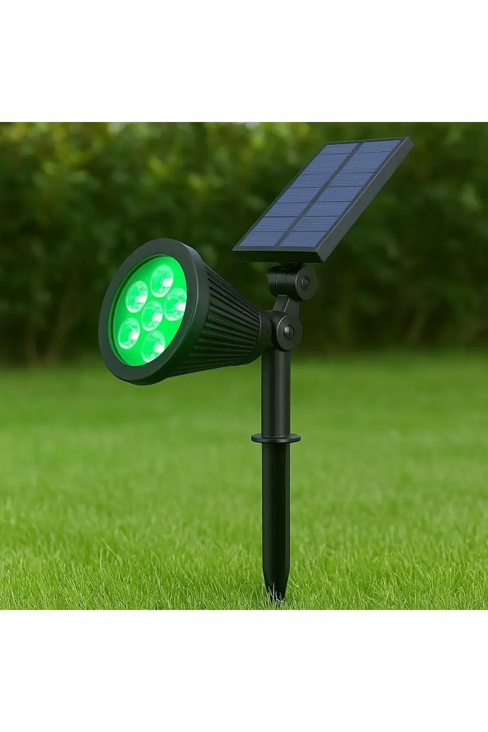 7W Yeşil Işıklı Solar LED Bahçe Armatürü – Güneş Enerjili Kazıklı