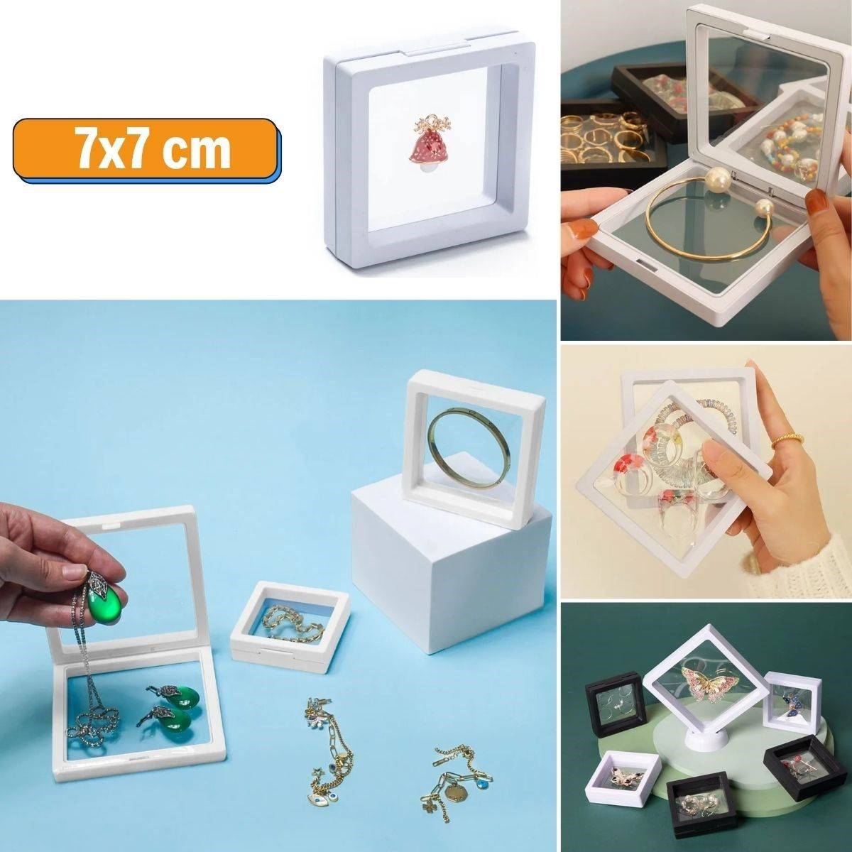 7x7 cm Standlı 3D Takı Ziynet Hatıra Koleksiyon Saklama Kutusu Şe