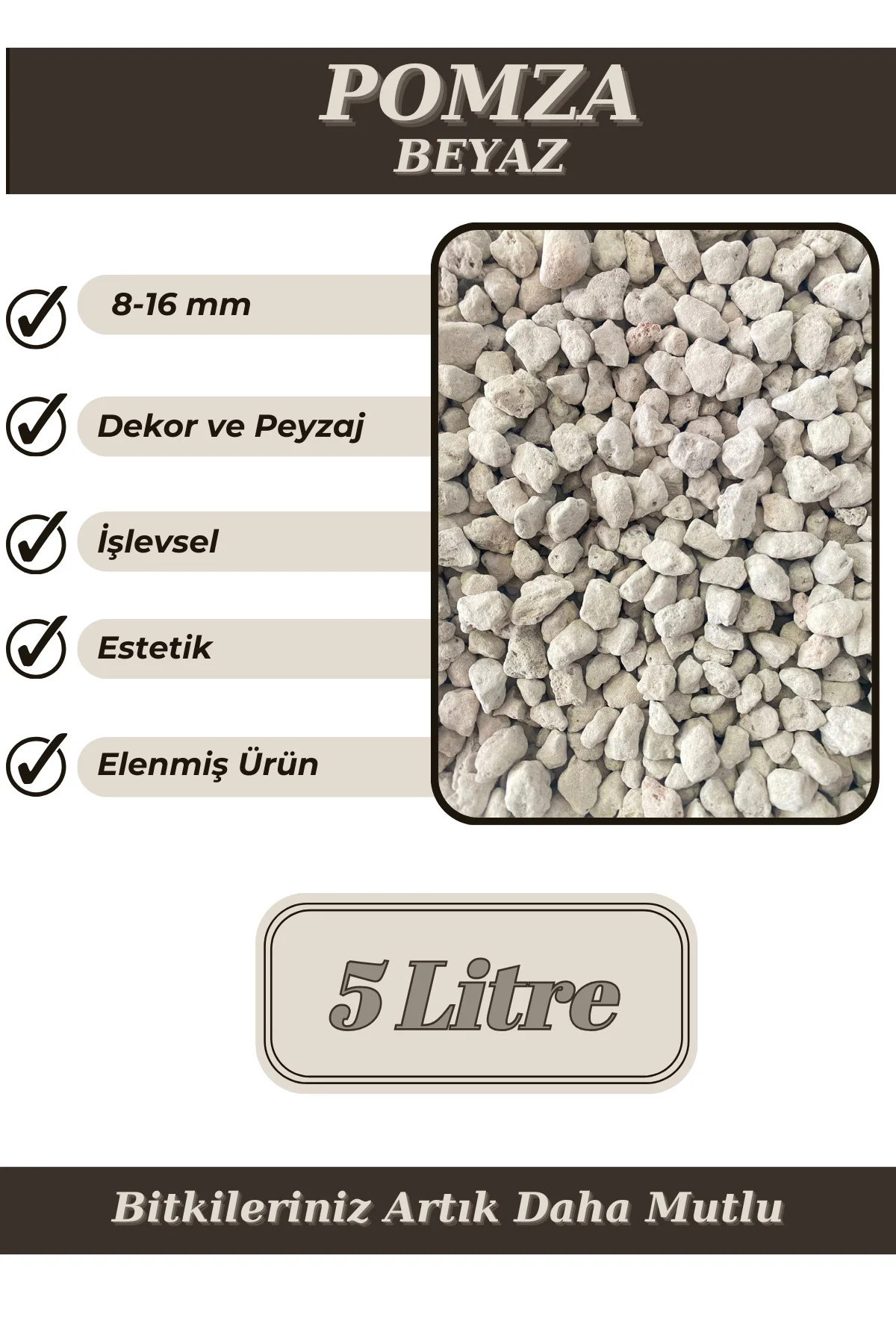 8-16 Mm Pomza Taşı  5 Litre Ponza Taşı 5 Litre Volkanik Ponza Taşı Tarım Pomzası 5 Lt Paket