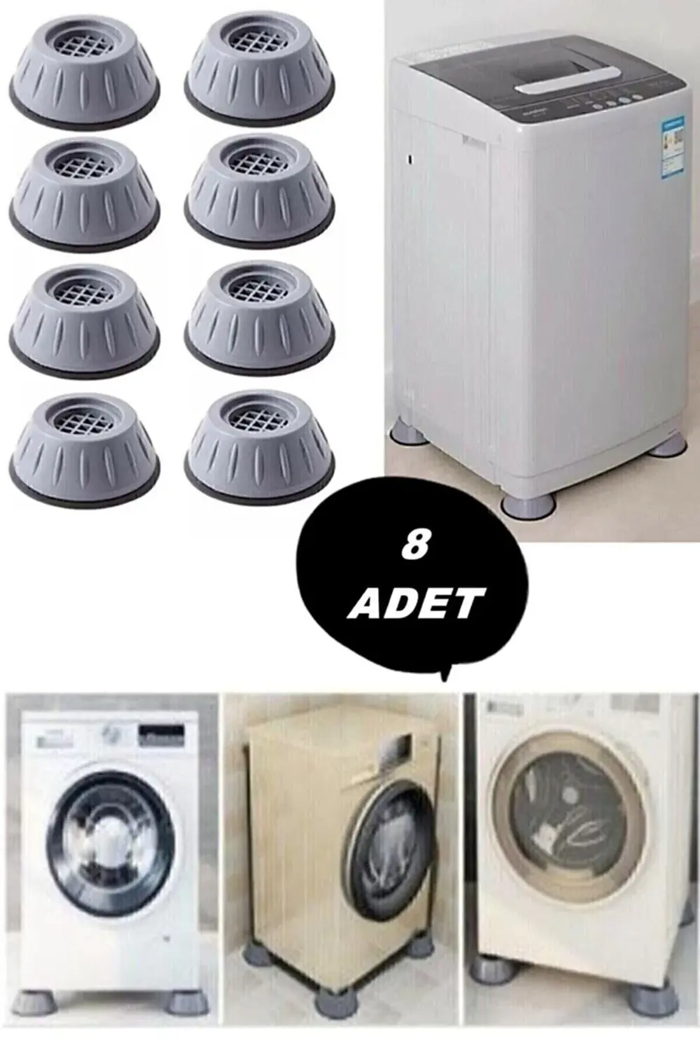 8 Adet Beyaz Eşya Altlığı Ayağı Çamaşır Bulaşık Makinası Buzdolab