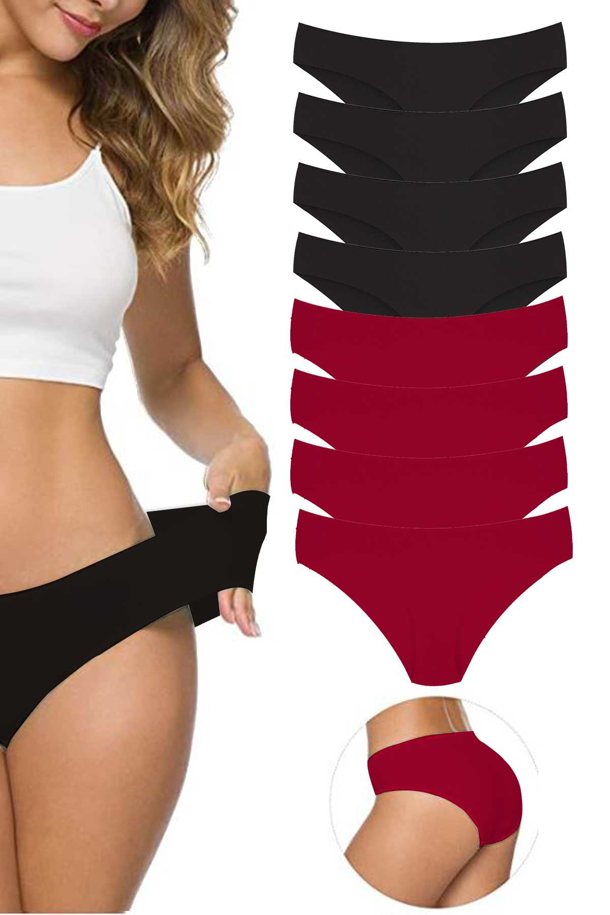 Just Cheap Store 8 Adet Kadın Dikişsiz Lazer Kesim Esnek İz Yapmayan Külot S4