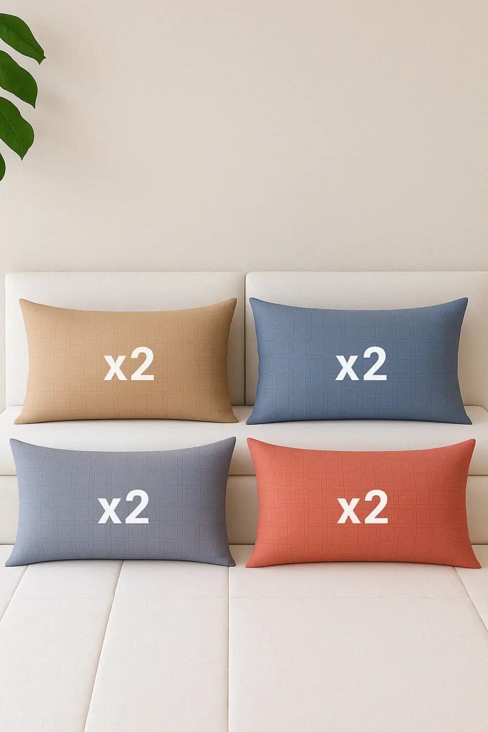 8 Adet Kapaklı 4 Farklı Renk Yastık Kılıfı