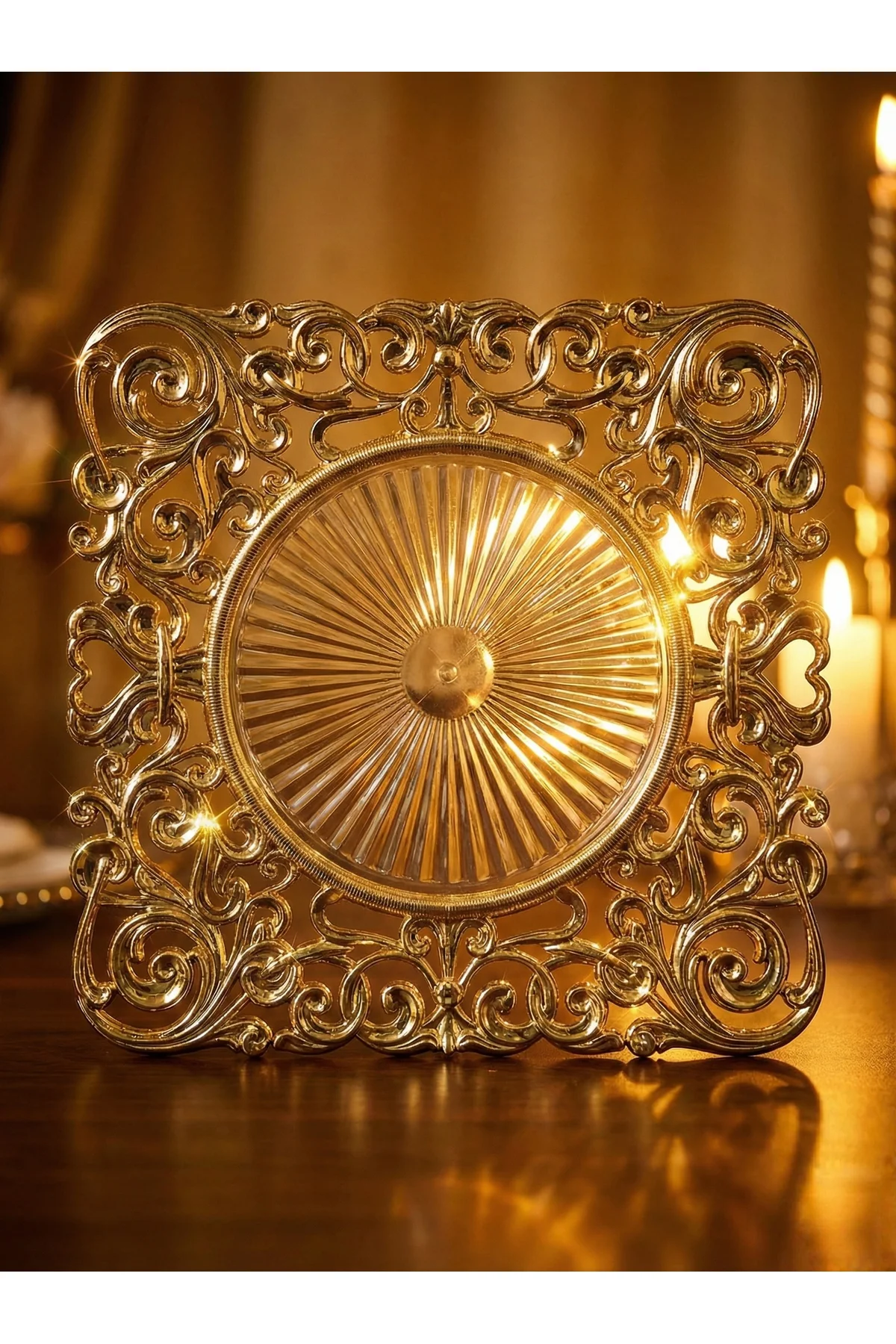 8 Adet Kare Gold Supla Seti 30 cm - Kare Amerikan Servis ve Yemek Masası Sunum Tabağı
