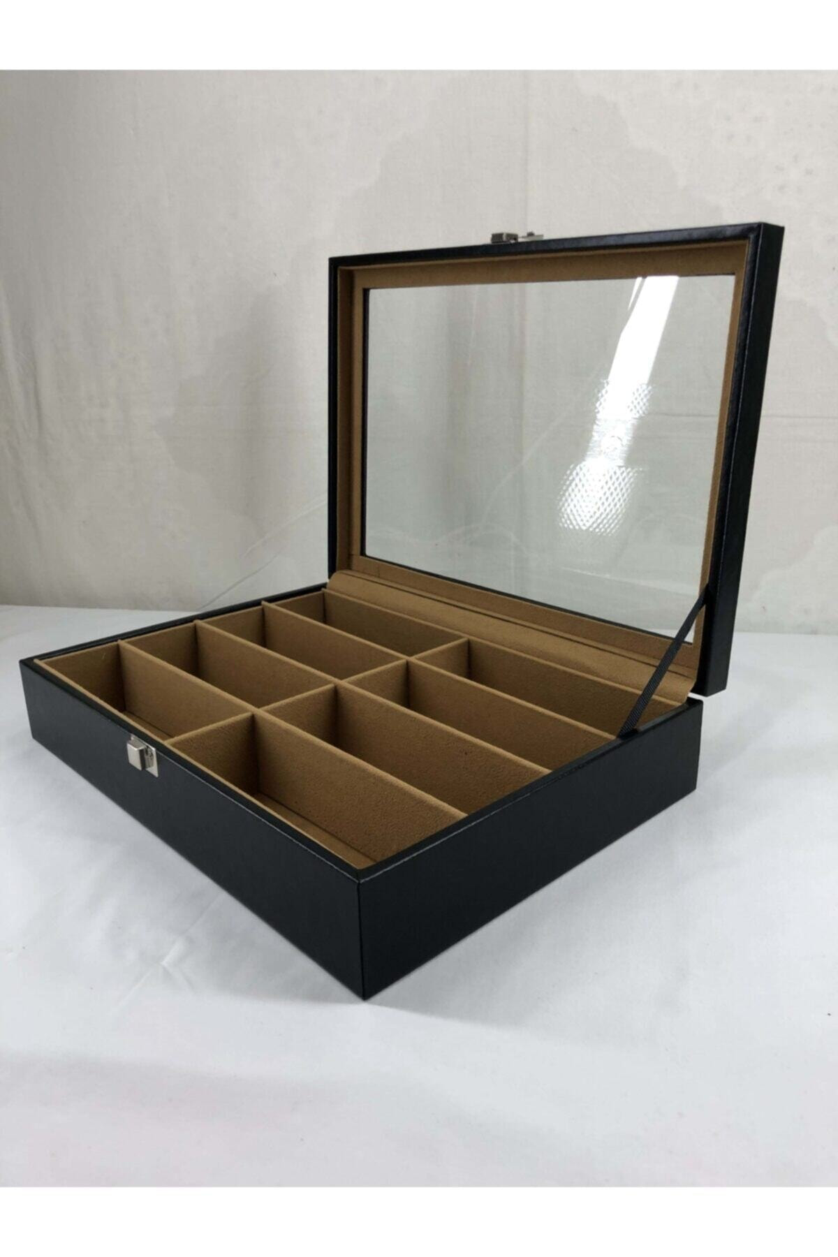 8 Adet Standlı Dış Kısmı Siyah Deri Kaplama Içi Kahverengi Unisex