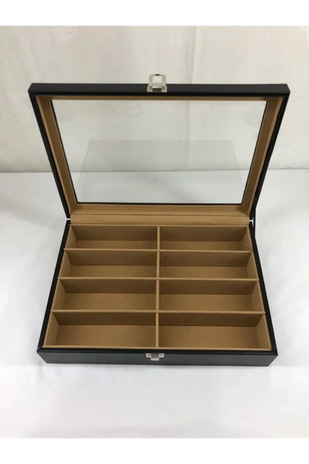 8 Adet Standlı Dış Kısmı Siyah Deri Kaplama Içi Kahverengi Unisex