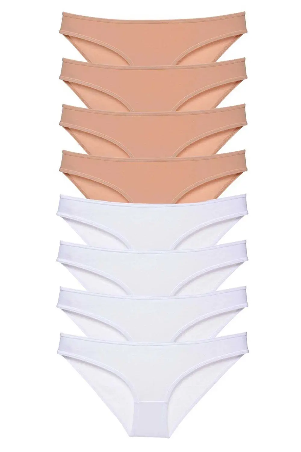 8 Adet Süper Eko Set Likralı Kadın Slip Külot Ten Beyaz
