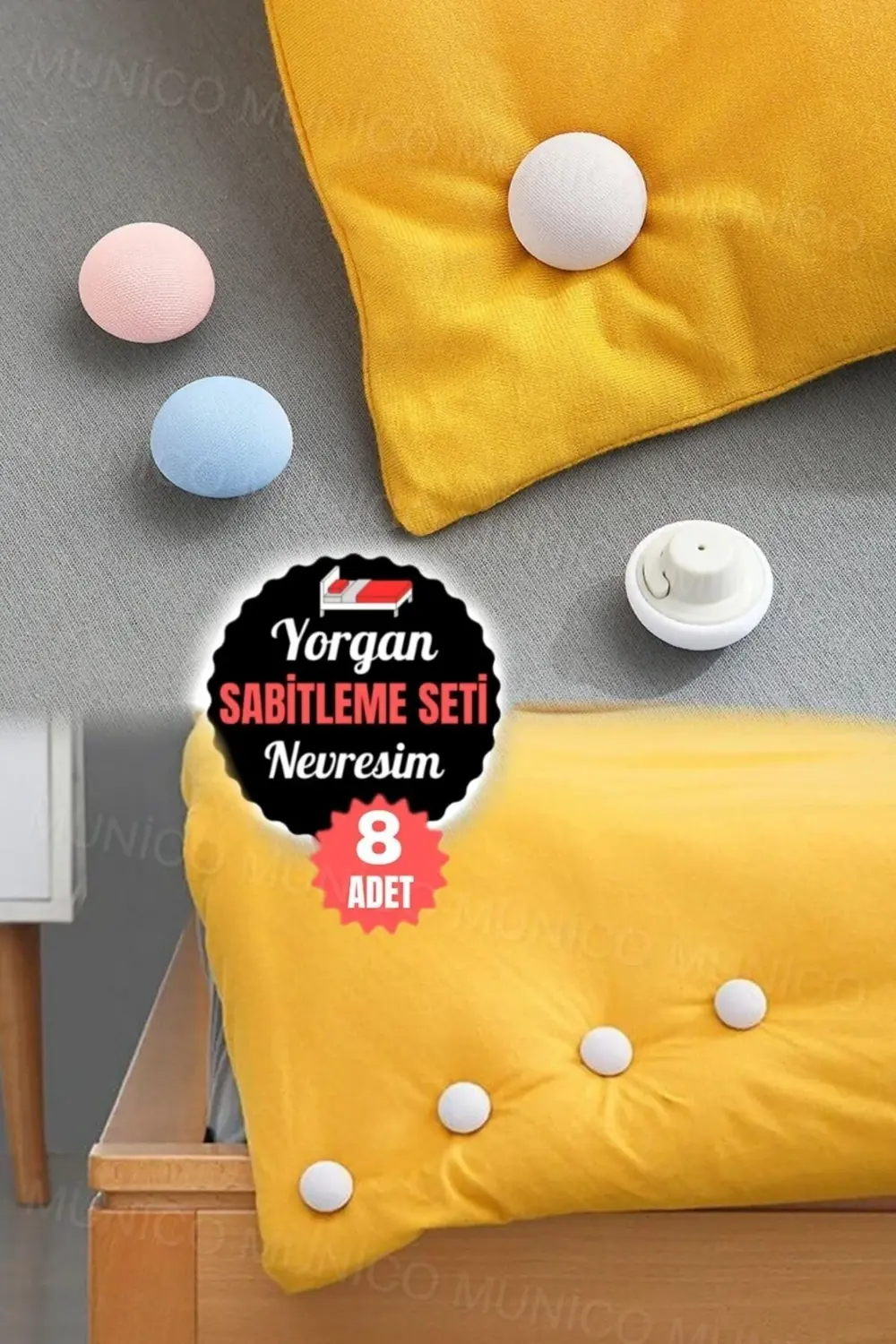8 Adet Yatak Örtüsü Sabitleyici Mantar Şekilli Klips Seti - Her Y