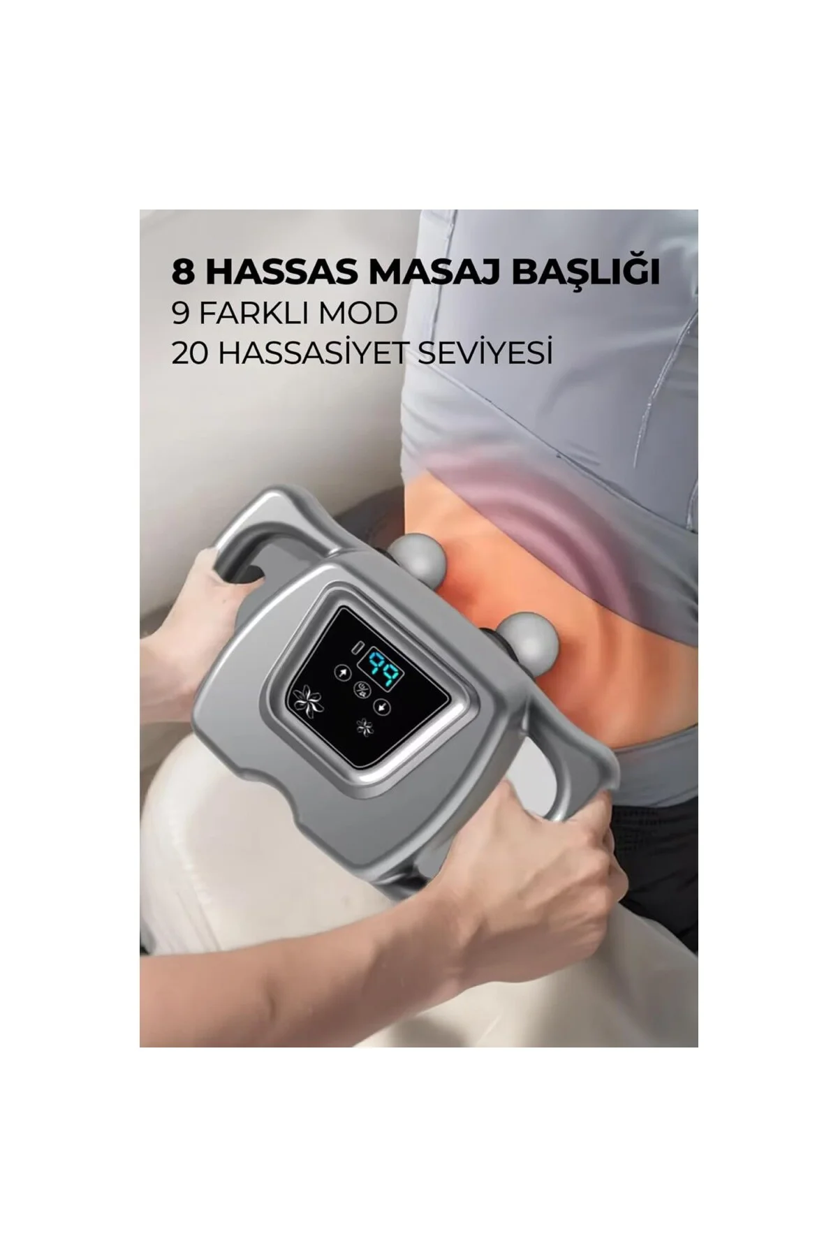 8 Başlıklı Şarjlı Isıtmalı Masaj Aleti