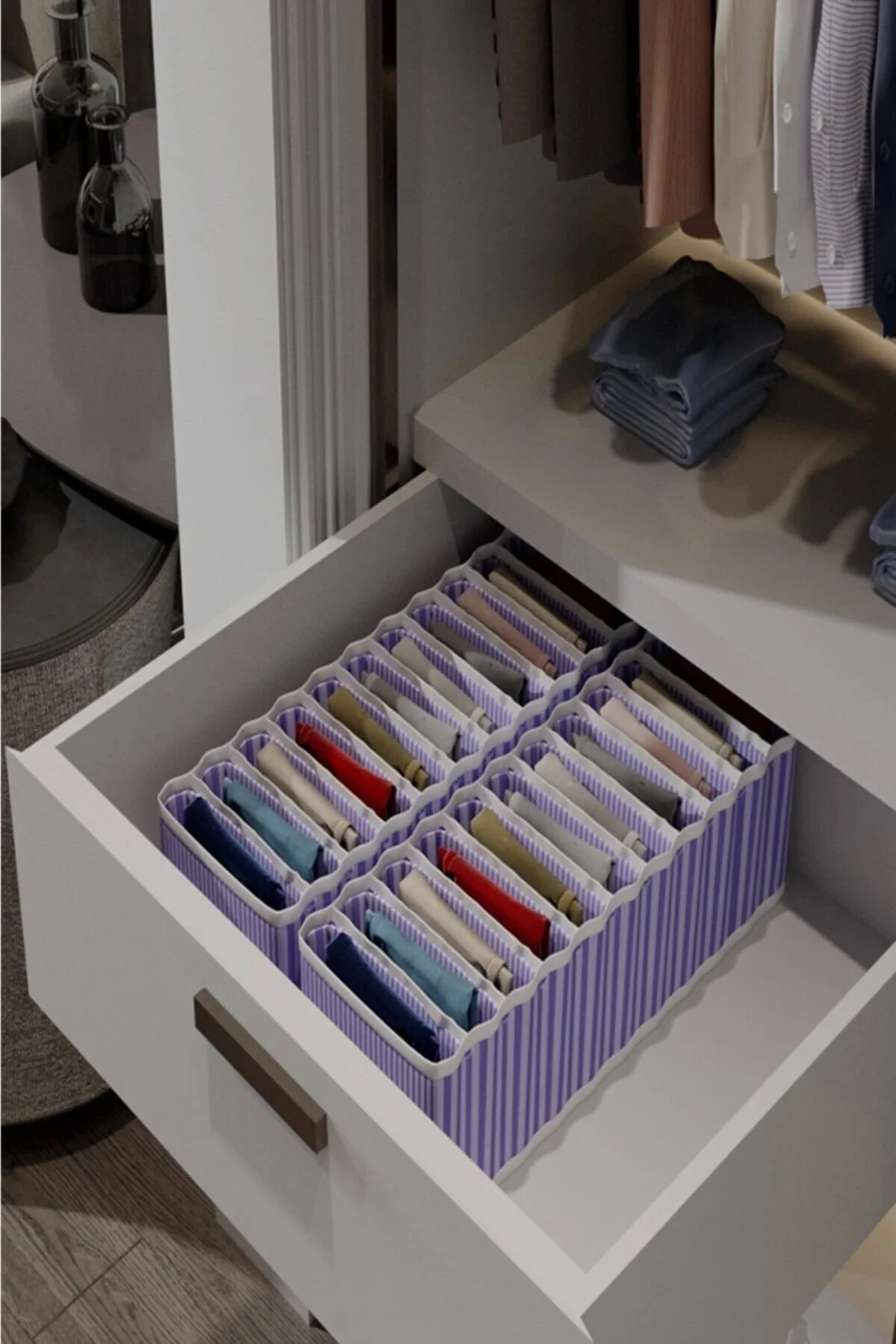 8 Bölmeli Dolap ve Çekmece Içi Düzenleyici Akordiyon Organizer L-