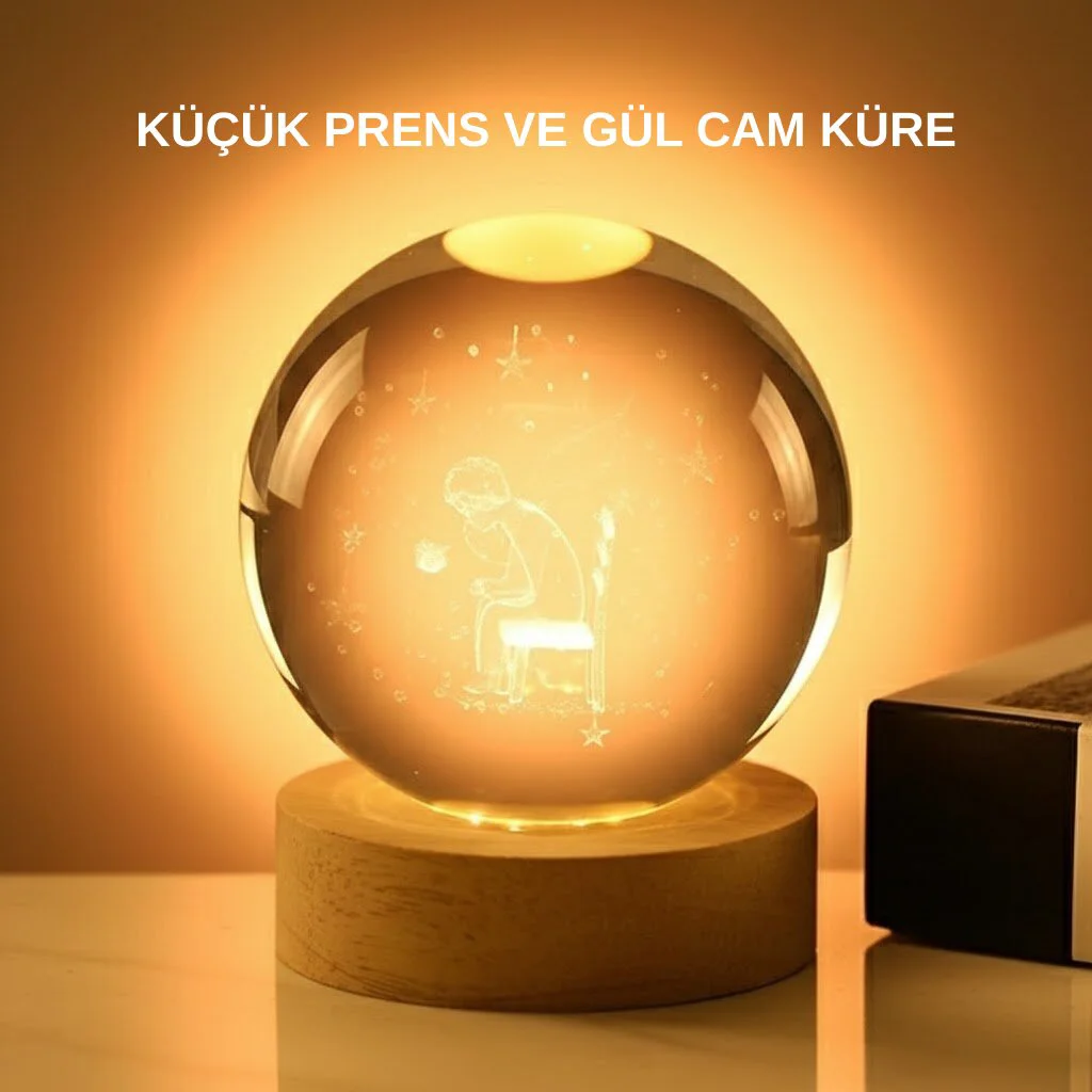 8 cm Küçük Prens Cam Küre Işıklı Ahşap Tabanlı Dekor Fiyatı, Yorumları ve Özellikleri