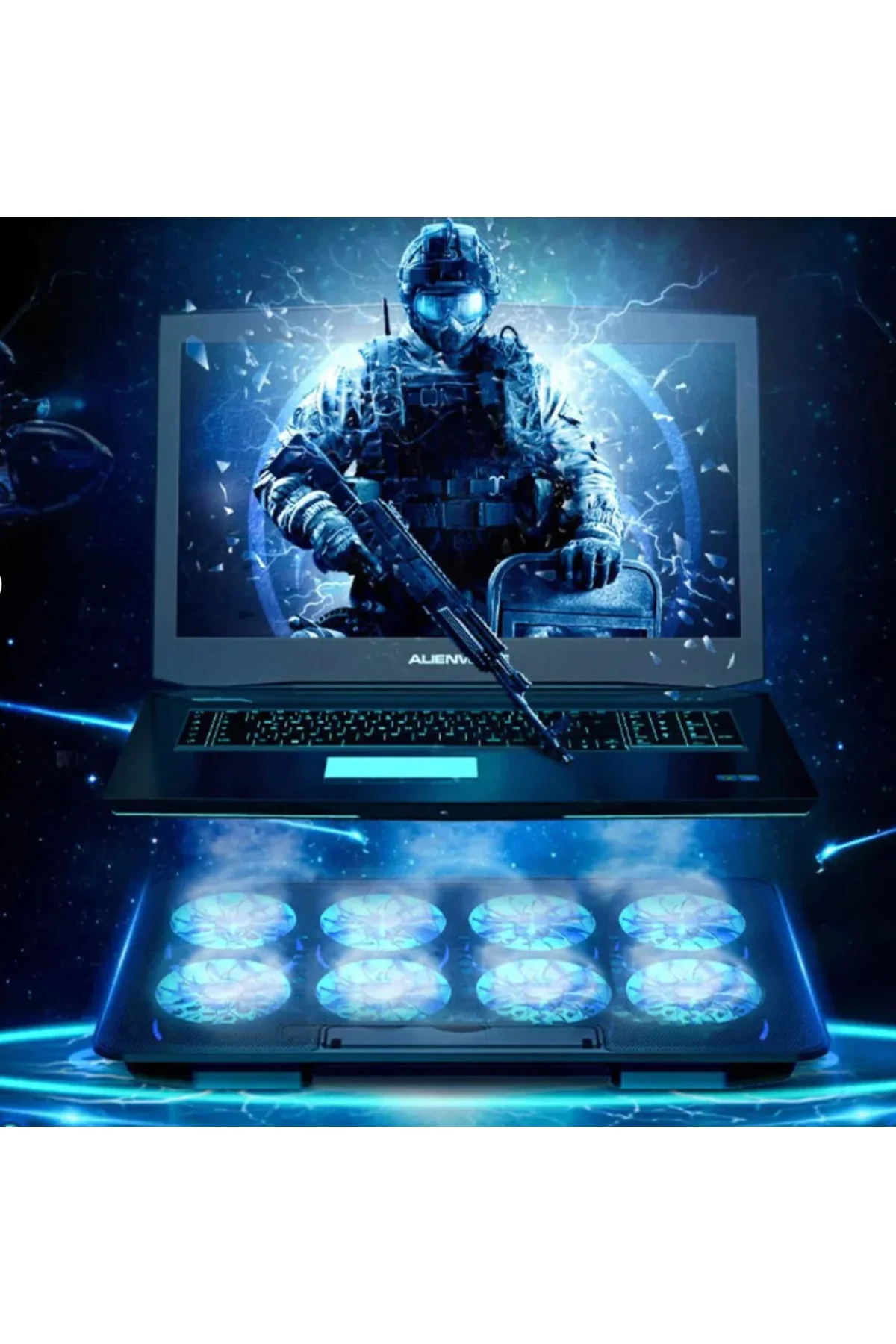 8 Fanlı RGB Işıklı Gaming Notebook Soğutucu – Yükseklik Ayarlı