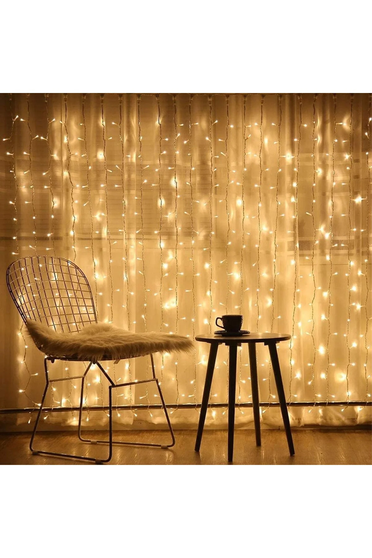 8 Fonksiyonlu Animasyonlu Perde LED Işık Kalın Telli Saçak 240 LED Işık 3 x 3 Metre