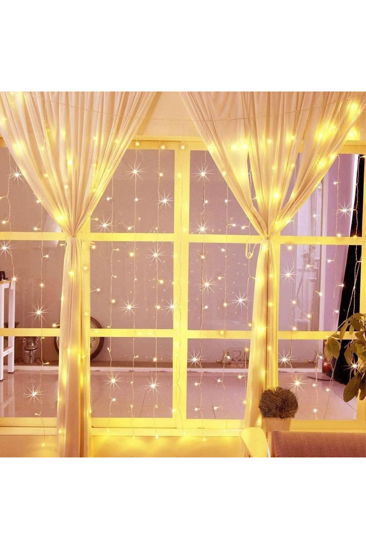8 Fonksiyonlu Animasyonlu Perde LED Işık Kalın Telli Saçak 240 LED Işık 3 x 3 Metre