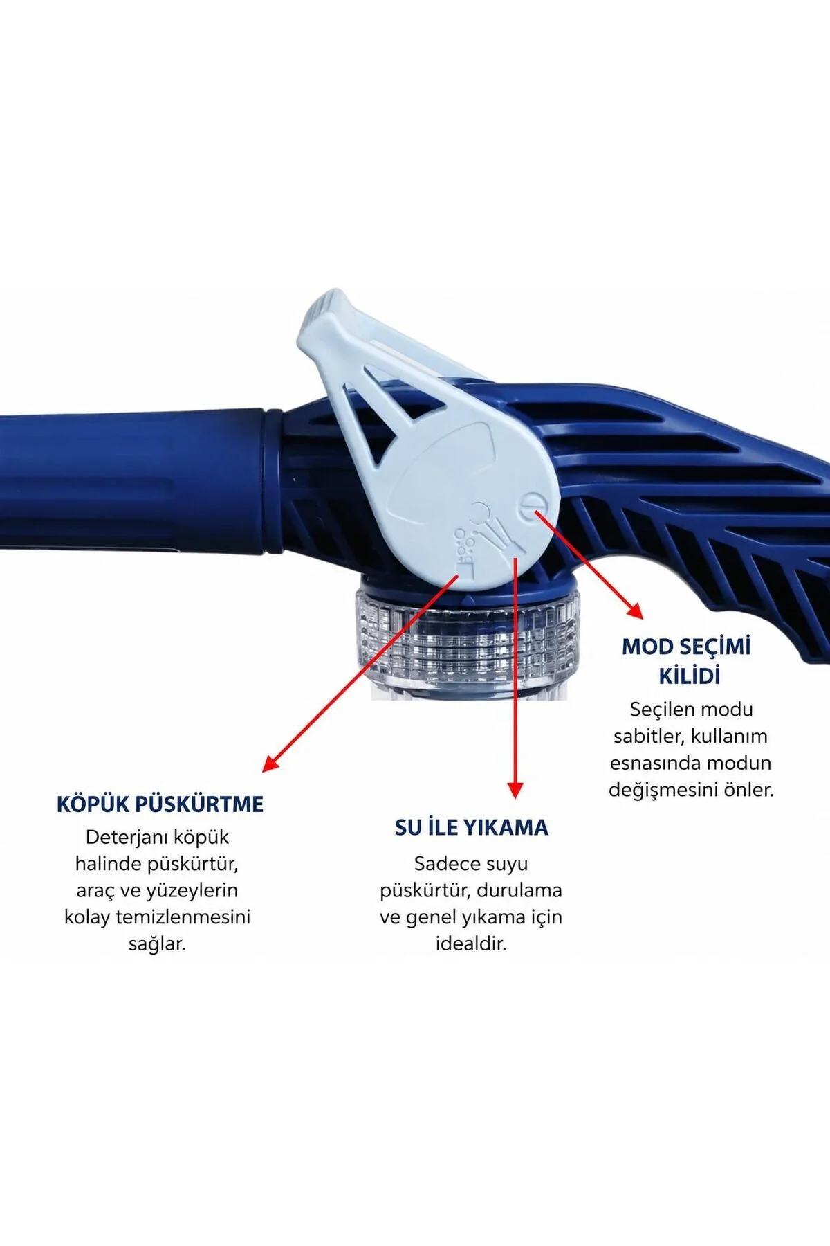 8 Fonksiyonlu Sulama ve Yıkama Tabancası, Deterjan Hazneli, Jet, Sis, Köpük ve Yağmur Modları 8 Fonksiyonlu Sulama ve Yıkama Tabancası, Deterjan Hazneli, Jet, Sis, Köpük ve Yağmur Modları