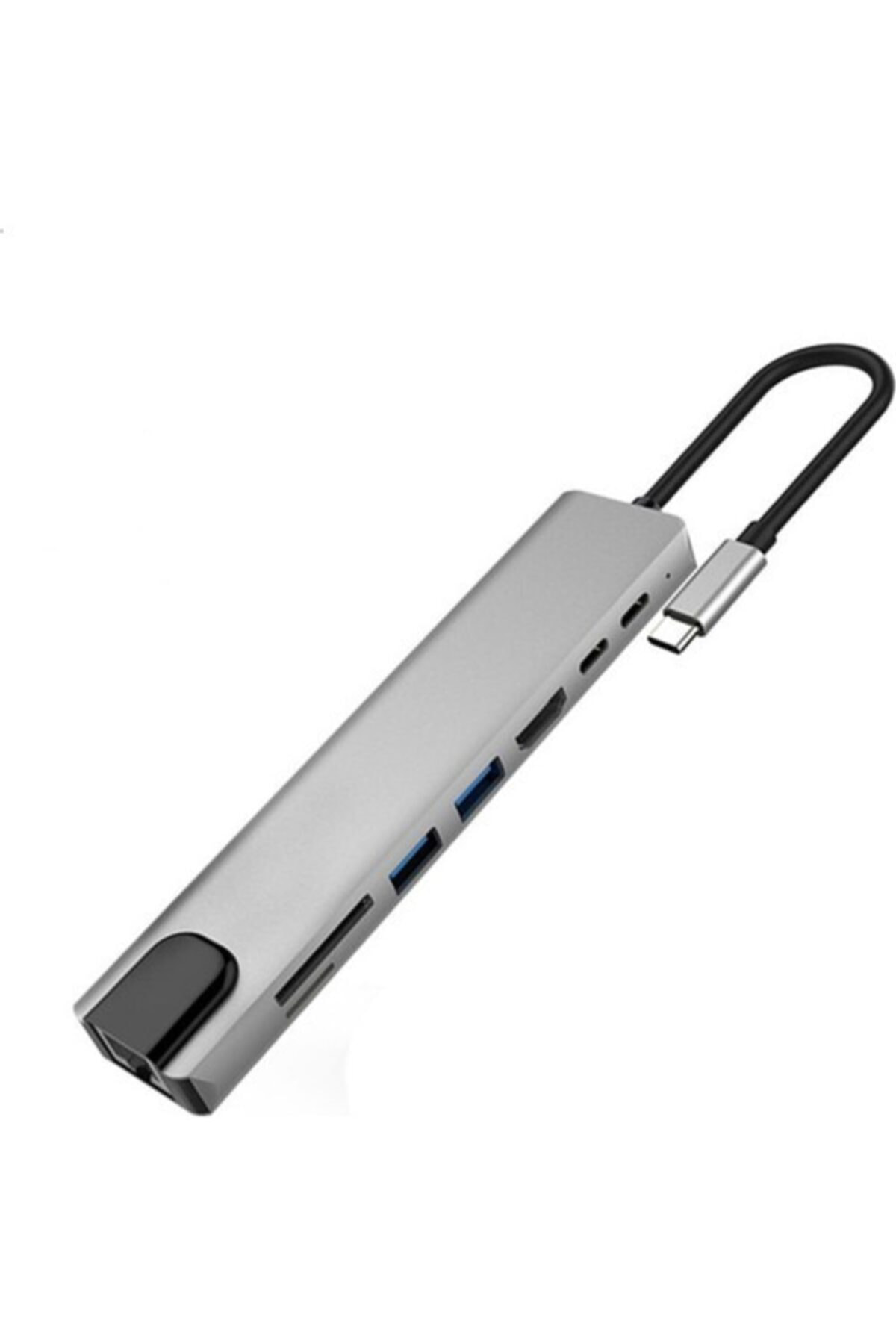 8 In 1 Aleminyum Metal Kasa Type C Den Usb Usb-3 Lan Eternet Hdmı