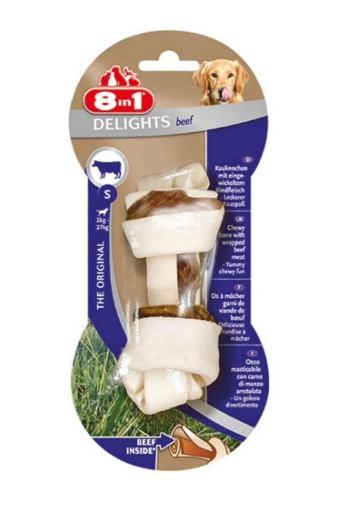 8 in 1 Delights Beef Bone Biftekli Düğümlü Köpek Ödül Kemik S (35