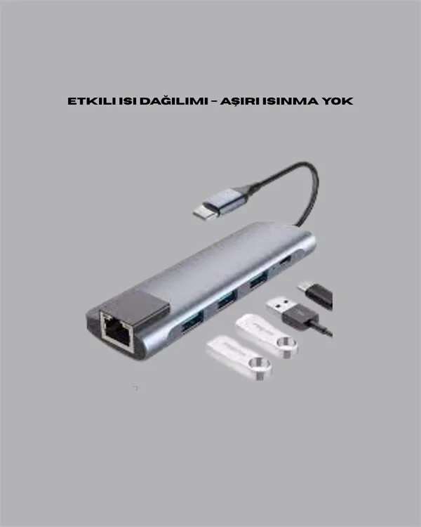 8-in-1 Type-C Dönüştürücü - 4K HDMI, 100W PD Şarj ve Ethernet ile Çözüm