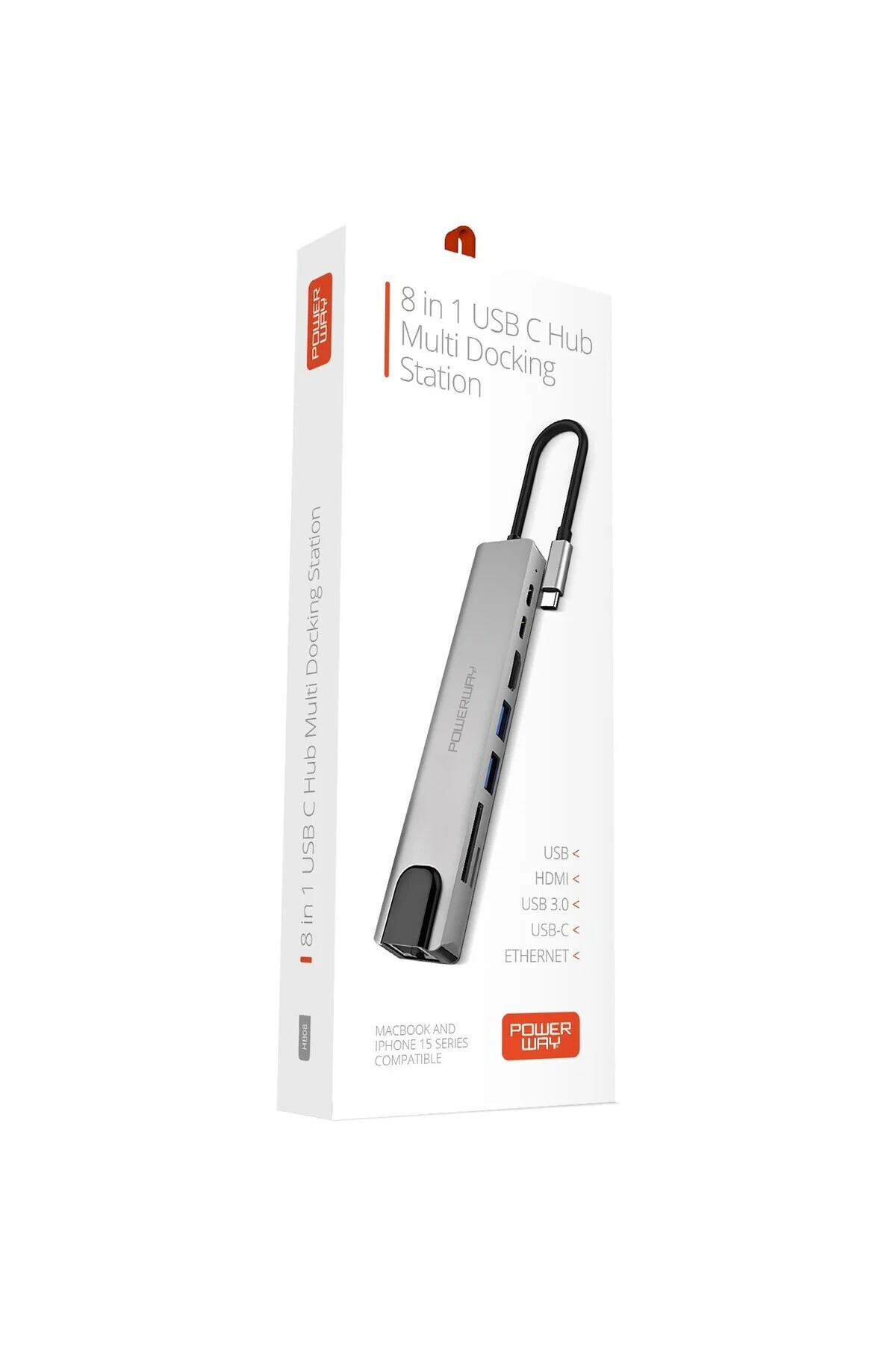 8 in 1 Type-C Hub Dönüştürücü 4K Hdmi USB Micro Sd Gigabyte Ether