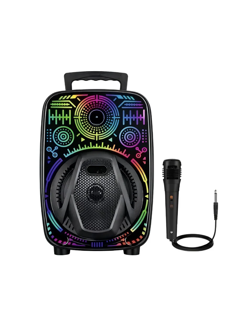 8 İnç Taşınabilir Karaoke Hoparlör Mikrofonlu RGB Işıklı Bluetooth Speaker