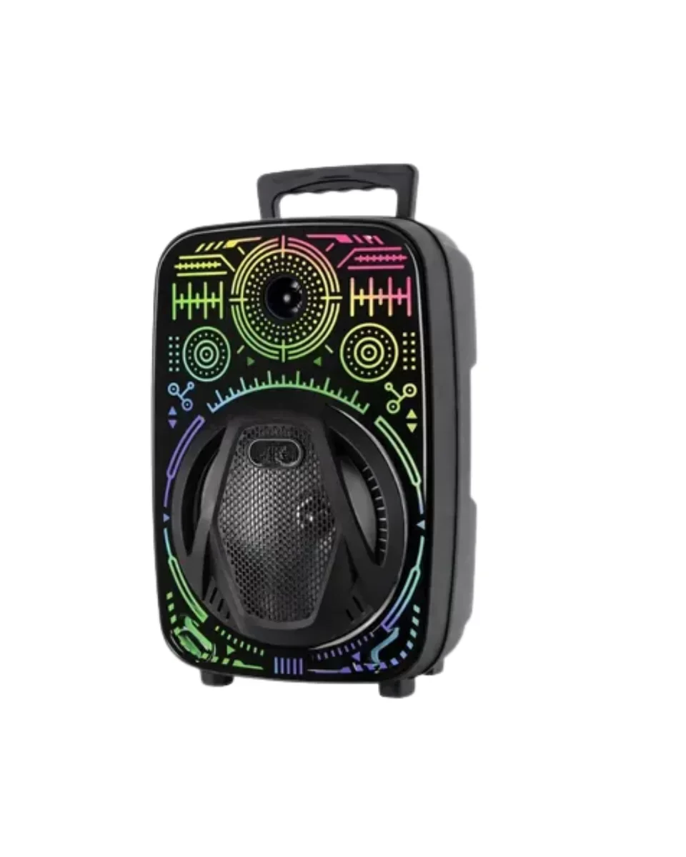 8 İnç Taşınabilir Karaoke Hoparlör - RGB Işıklı Bluetooth Speaker, Mikrofonlu Ev İçi Müzik Sistemi