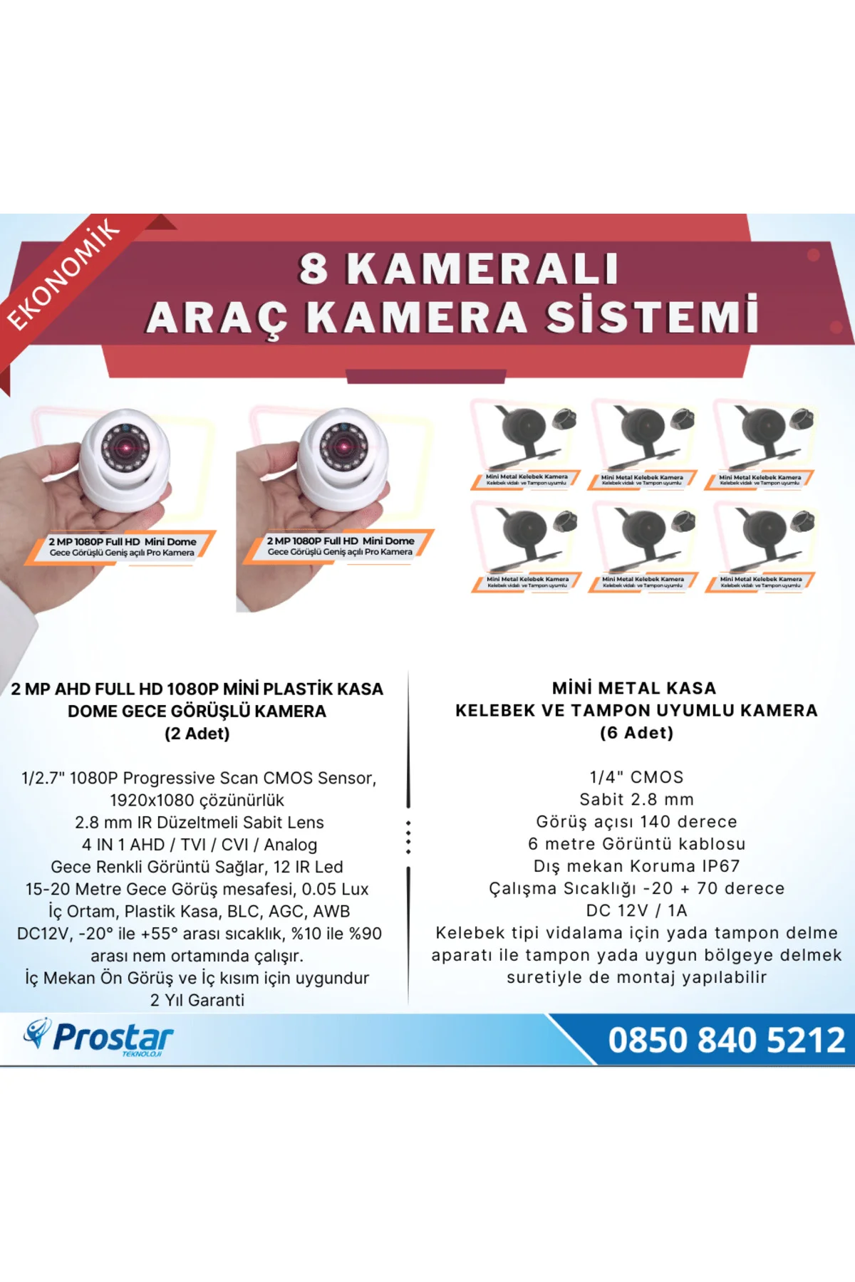 8 Kameralı Kayıtlı 1 Tb Hdd 9 Inç Ekranlı Uzaktan Izlemeli Tak Ku