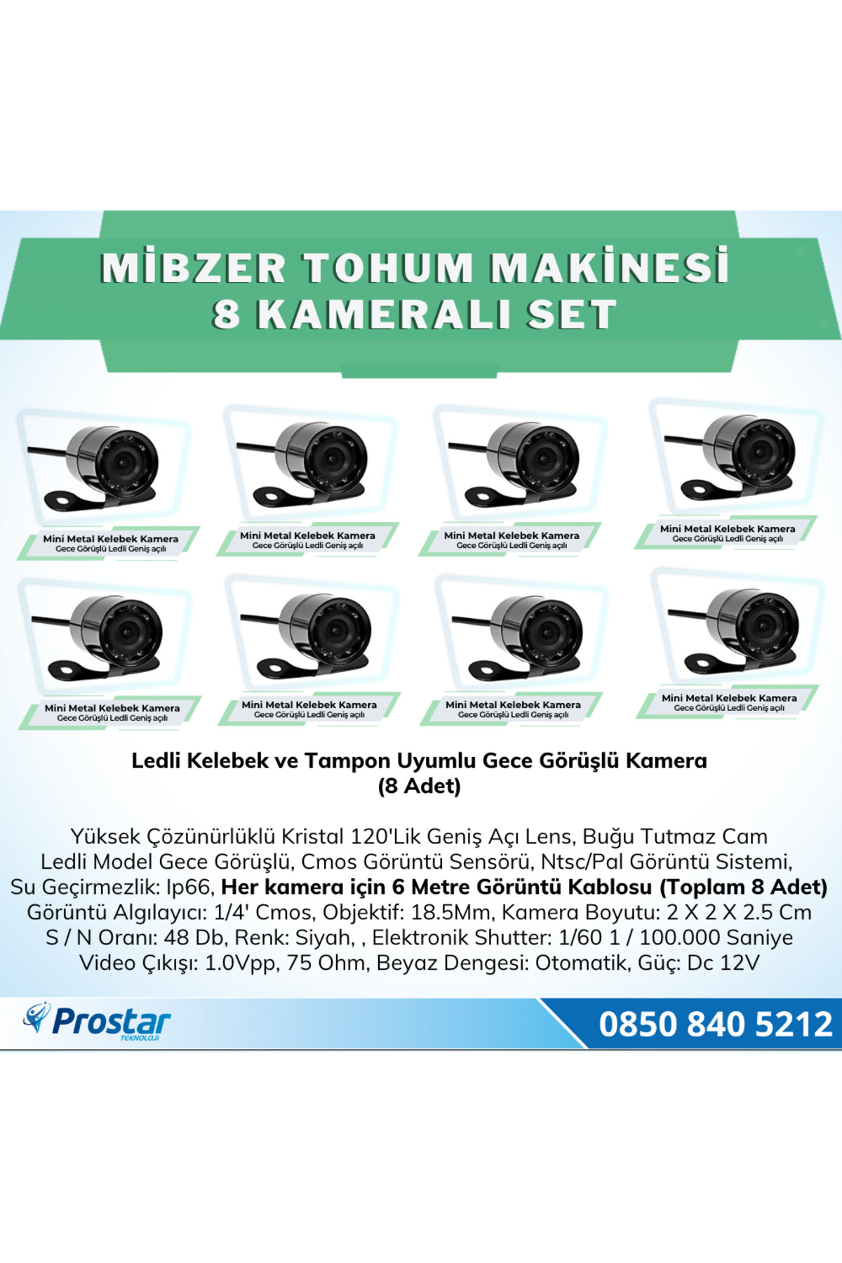 Navistar 8 Kameralı Mibzer Havalı Tohum Makinesi 9 İnç Hdmi Monitörlü Kame