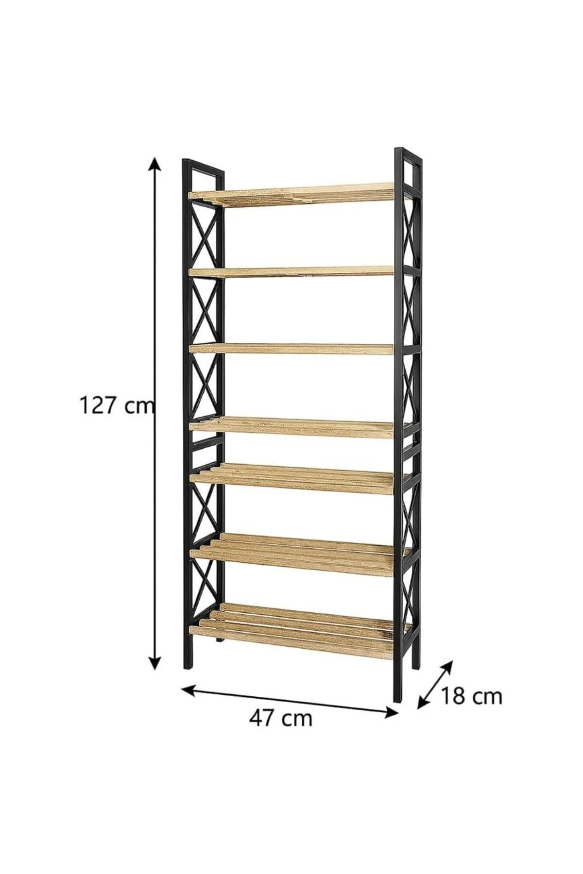 8 Katlı Çok Amaçlı Ayakkabılık Raf – 47x18x127 cm MDF & Plastik Gövde – QR Kodlu Kolay K