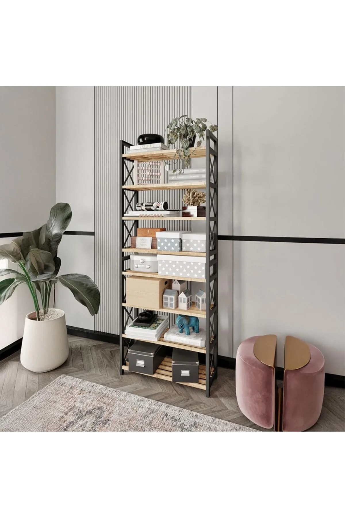 8 Katlı Çok Amaçlı Ayakkabılık Raf – 47x18x127 cm MDF & Plastik Gövde – QR Kodlu Kolay K