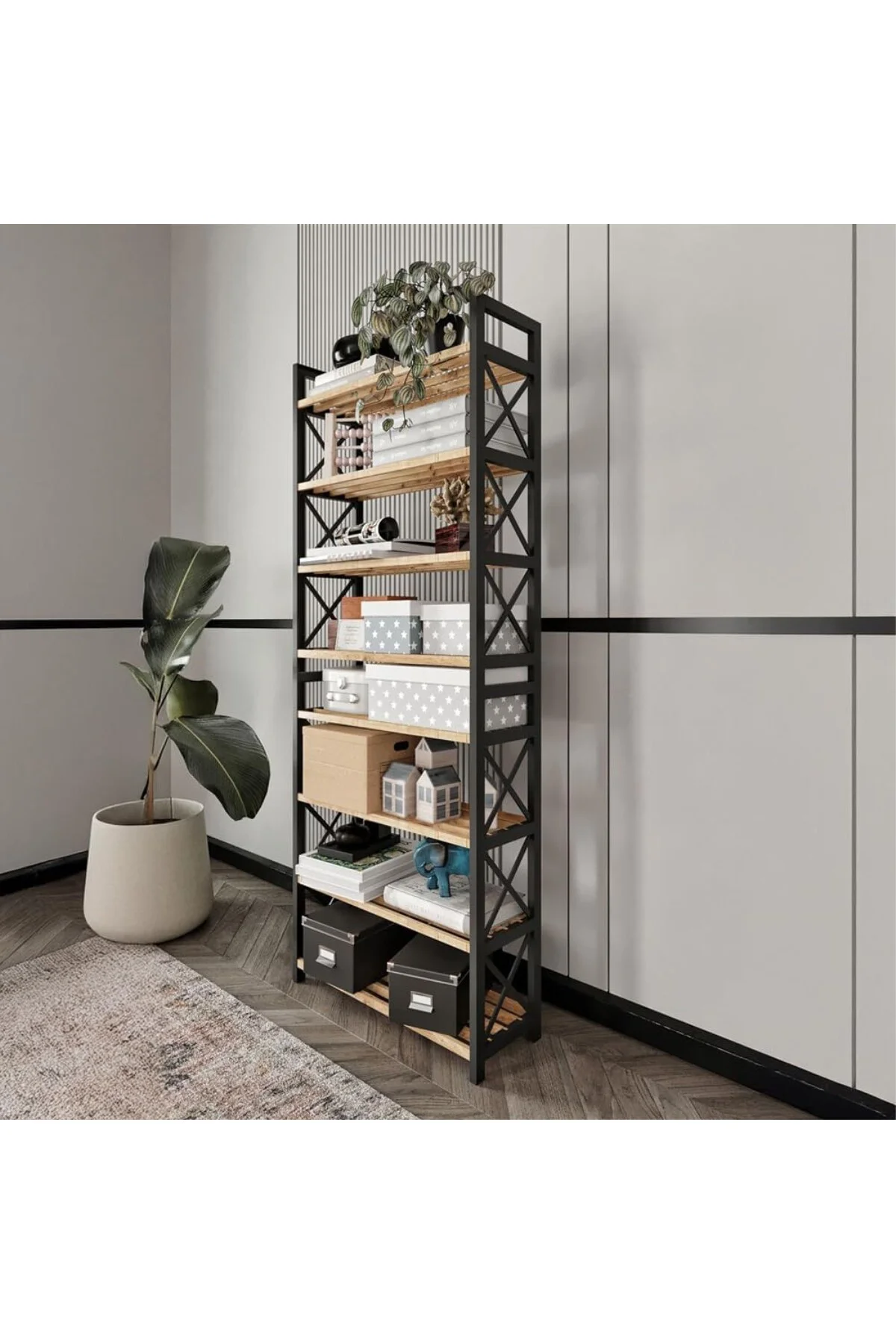 8 Katlı Çok Amaçlı Ayakkabılık Raf – 47x18x127 cm MDF & Plastik Gövde – QR Kodlu Kolay K