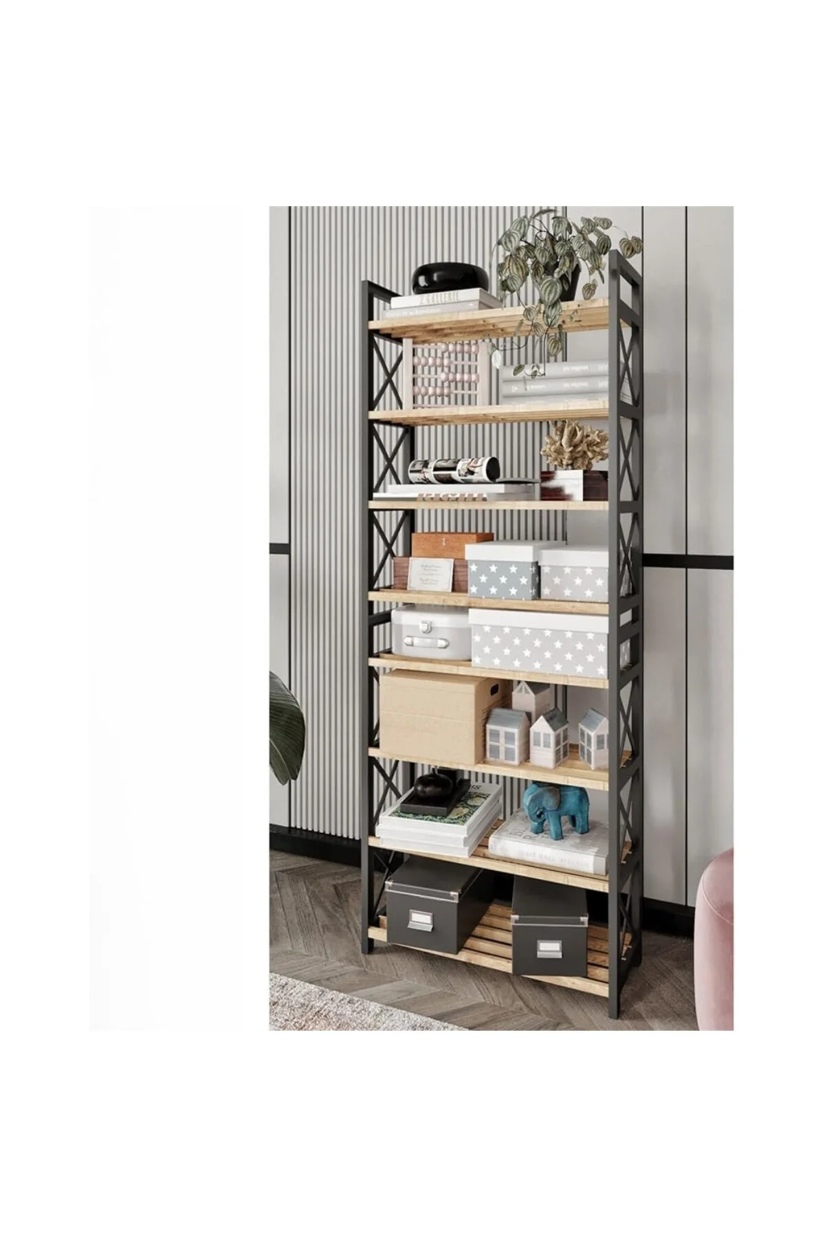 8 Katlı Çok Amaçlı Raf Ayakkabılık – 47x18x127 cm, MDF ve Plastik Malzeme, Kolay Kurulum QR