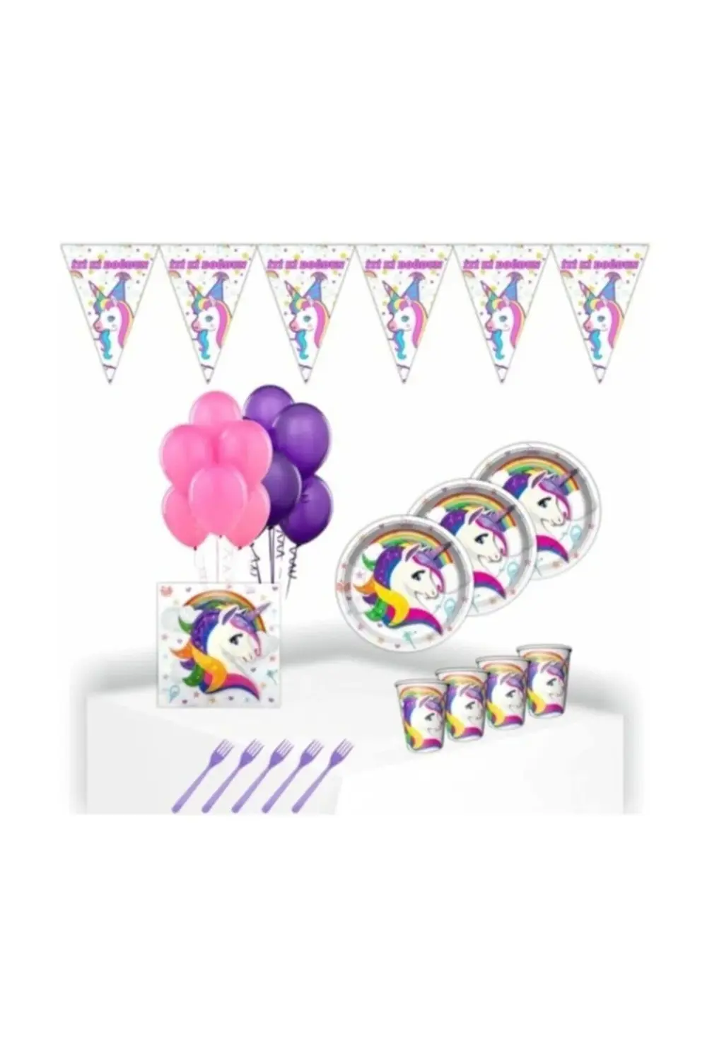 Unicorn 8 Kişilik Doğum Günü Seti