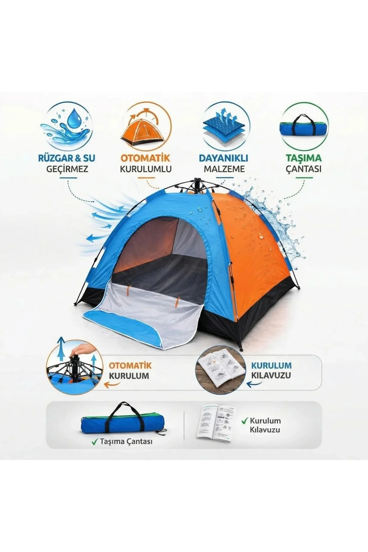 8 Kişilik Otomatik Kurulum Kamp Çadırı – Outdoor, Suya Dayanıklı Hızlı Kurulum Piknik ve Doğa İçin G 8 Kişilik Otomatik Kurulum Kamp Çadırı – Outdoor, Suya Dayanıklı Hızlı Kurulum Piknik ve Doğa İçin G