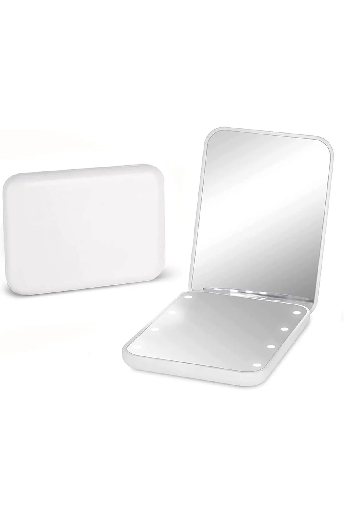8 LED Işıklı Cep Çanta Cüzdan Makyaj Aynası - 1X 3X Yakınlaştırma