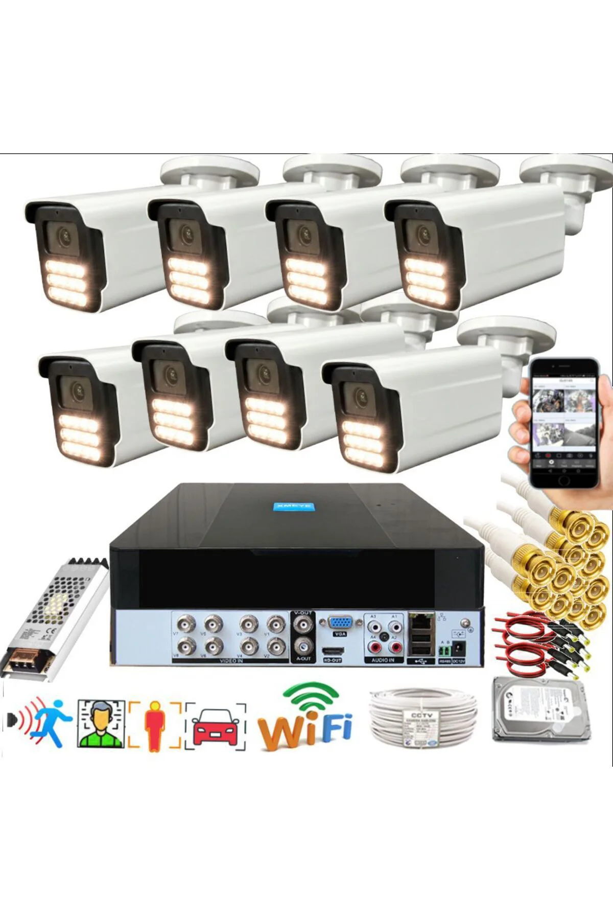 8 li Araç İnsan Yüz Tanımalı Hareket Algılayan 5 MP Lens 15 Warm 8 li Araç İnsan Yüz Tanımalı Hareket Algılayan 5 MP Lens 15 Warm