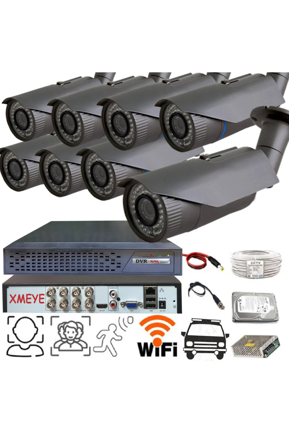 8' li Araç,Yüz,İnsan ve Hareket Algılayan 5 Mp Lens 1080P 42 IRLe 8' li Araç,Yüz,İnsan ve Hareket Algılayan 5 Mp Lens 1080P 42 IRLe