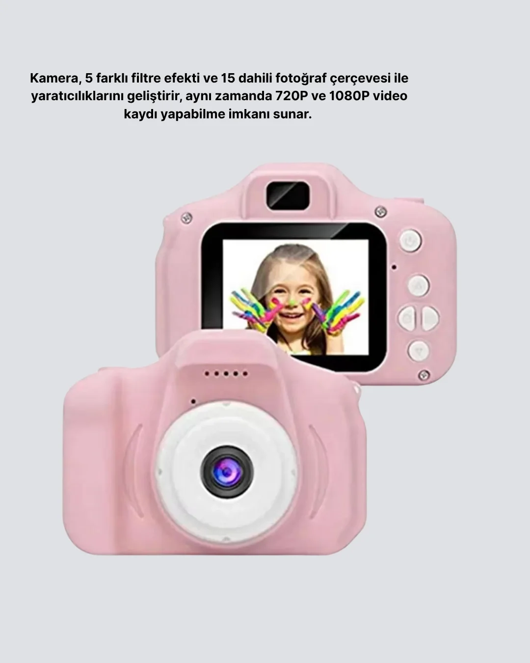 8 Megapiksel Mini Çocuk Kamerası HD Ekranlı Darbeye Dayanıklı ve Şarjlı