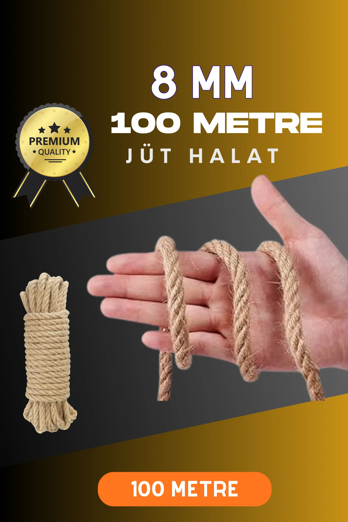 8 MM 100 Metre Jüt Halat Dekoratif Hasır İp Urgan Süs Fiyatı, Yorumları ve Özellikleri