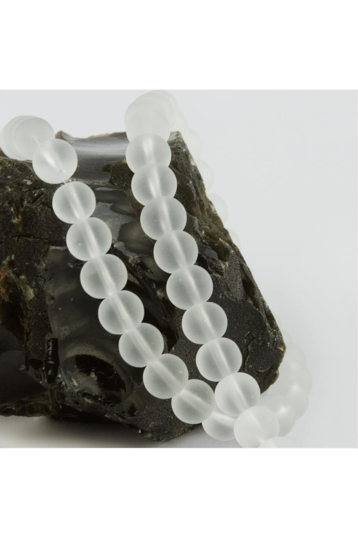 8 mm Buzlu Kuvars Görünümlü Cam Taşı